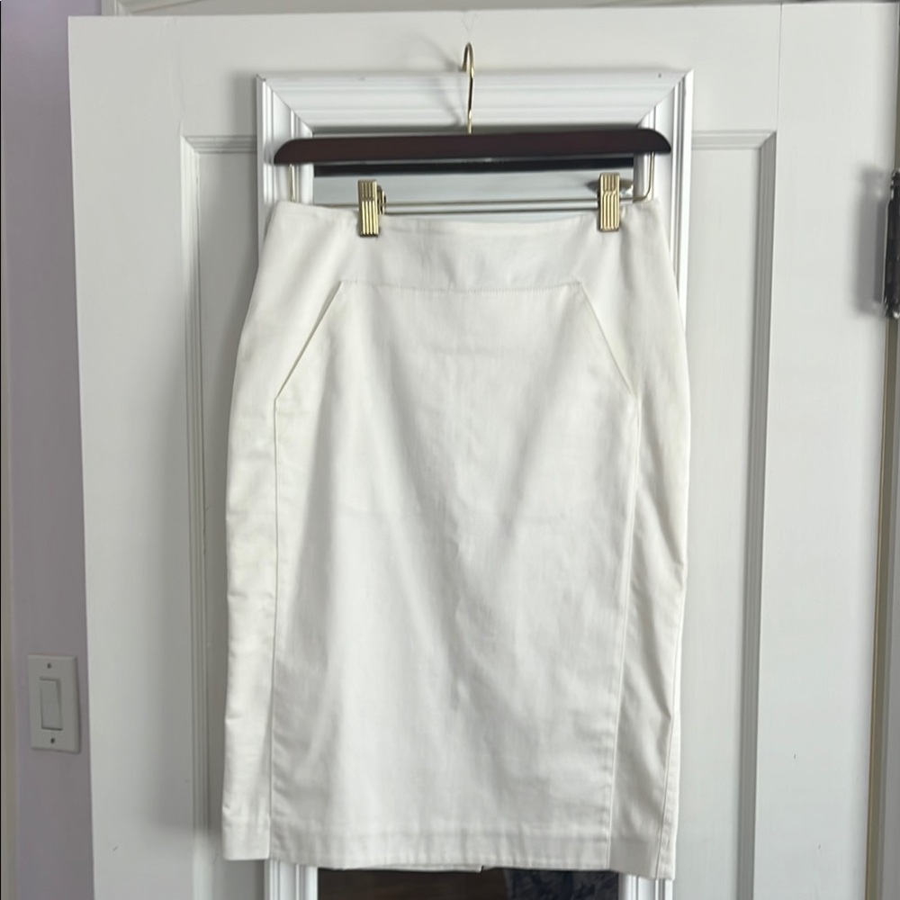 Adolfo Dominguez Cream Pencil Skirt Knee-Length Workwear